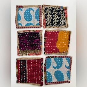 Handmade Kantha Fabric Coasters Set